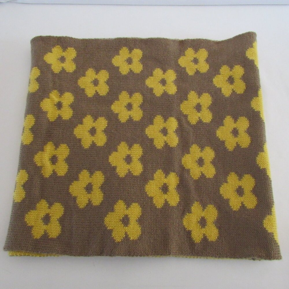 Brown and Yellow Flower Print Infinity Scarf